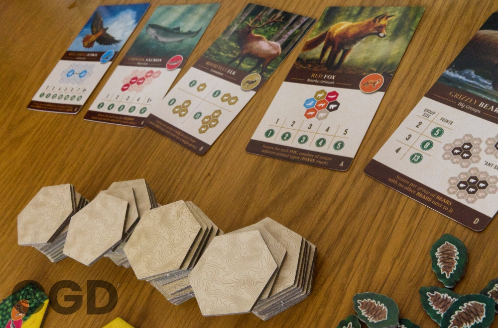 Cascadia board game in play